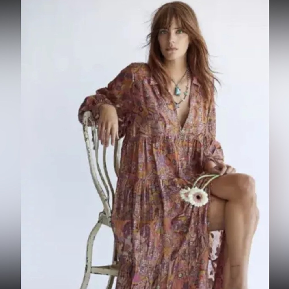NWOT $498 Free People Paisley Floral Tiered Maxi Dress Size XS Z23-4 - Picture 2 of 3